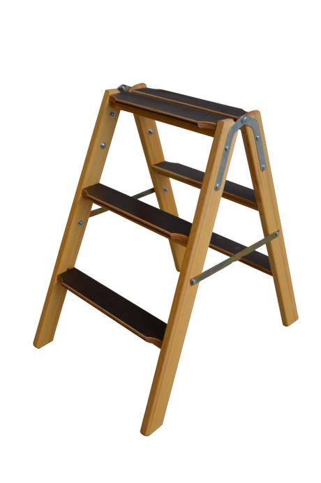 Saw-horse - Narrow - 3 rungs: Laminated stiles made of pine - 80mm wide, non-slip rungs with support made of ash - Treated to prevent rot and fungus. 80 mm wide, non-slip rungs - laminated stiles