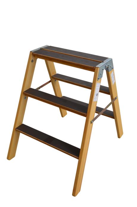 Saw-horse - Wide - 3 rungs: Laminated stiles made of pine - 80mm wide, non-slip rungs with support made of ash - Treated to prevent rot and fungus -  80 mm wide, non-slip rungs - laminated stiles