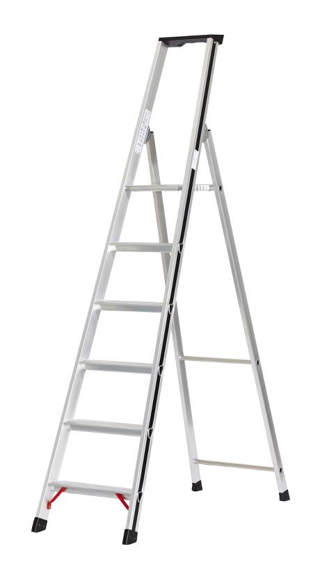 Front step ladder with tray, 6 rungs and 60 cm hanger - PRO