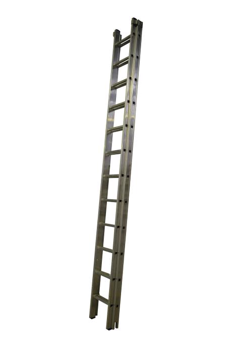 2-section extension ladder 2x12 rungs, PRO w/ stabiliser - Ergonomic stiles - The ladder is fitted with stops for maximum extension and with rung locks so the ladder can be lifted from the top. Non-slip feet on every stile end.