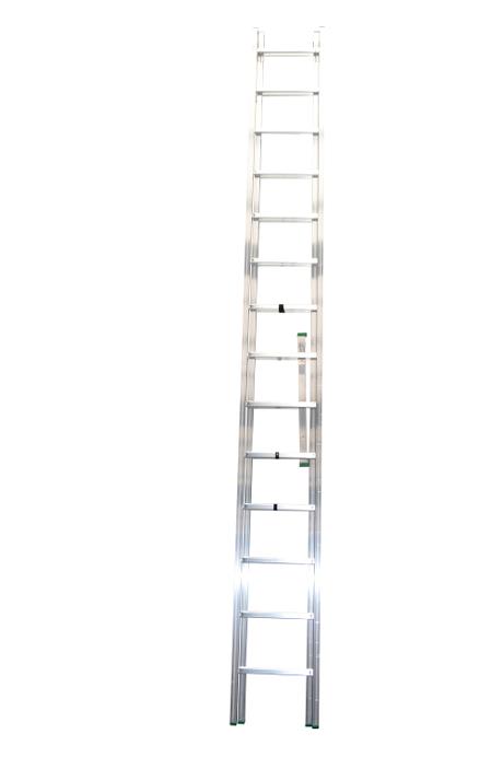 2-section combination ladder 16 + 15 - Standard ladder in aluminium for demanding amateur and semi-professional users.  The combination ladder can be used as a twin step ladder, extension ladder or as 2 single ladders