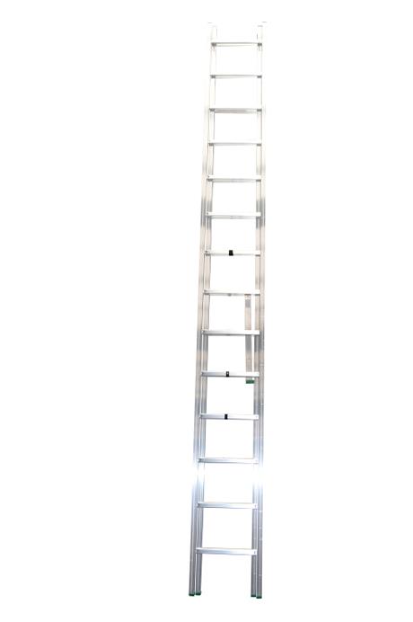 2-section combination ladder 18 + 17 - Standard ladder in aluminium for demanding amateur and semi-professional users.  The combination ladder can be used as a twin step ladder, extension ladder or as 2 single ladders