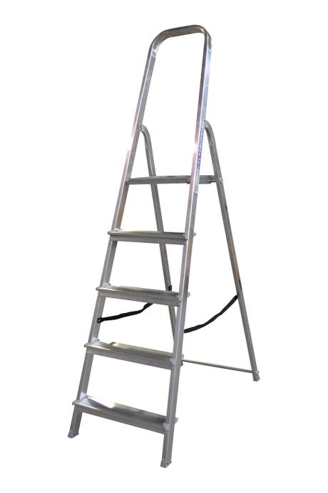 Front step ladder 5 rungs - A good front step ladder for the home or light work. The step ladder has non-slip rungs and a 60 cm high hanger.